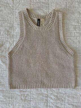 Divided H&M Neutral Knit Cropped Tank - Light Taupe